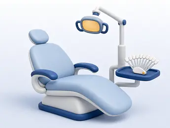 Illustration of a treatment chair with a shade guide