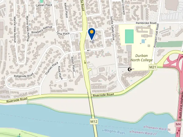 Map of the area around 18 Kenneth Kaunda Road, Athlone, Durban North